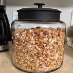 A Very large glass jar of granola